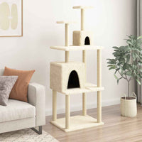 vidaXL Árvore p/ gatos c/ postes arranhadores sisal 167 cm cor creme