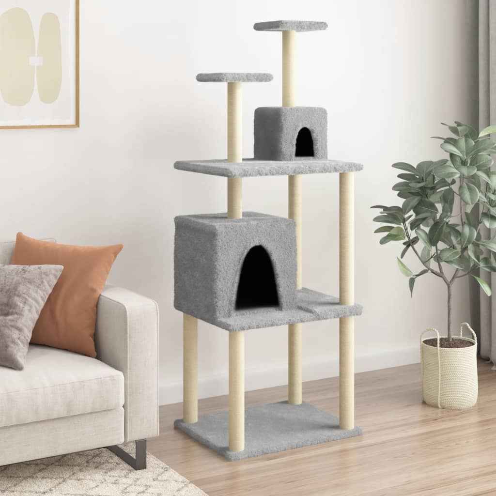 vidaXL Árvore p/ gatos c/ postes arranhadores sisal 167 cm cor creme