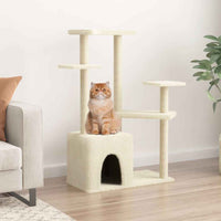 vidaXL Árvore para gatos c/ postes arranhadores sisal 107,5 cm creme