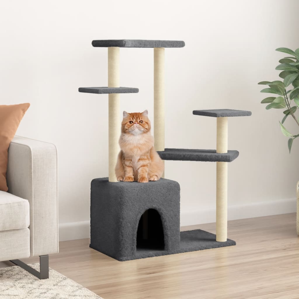 vidaXL Árvore para gatos c/ postes arranhadores sisal 107,5 cm creme