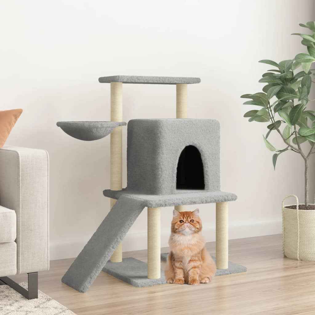vidaXL Árvore para gatos c/ postes arranhadores sisal 96,5 cm creme