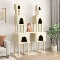 vidaXL Árvore para gatos c/ postes arranhadores sisal 199 cm cor creme