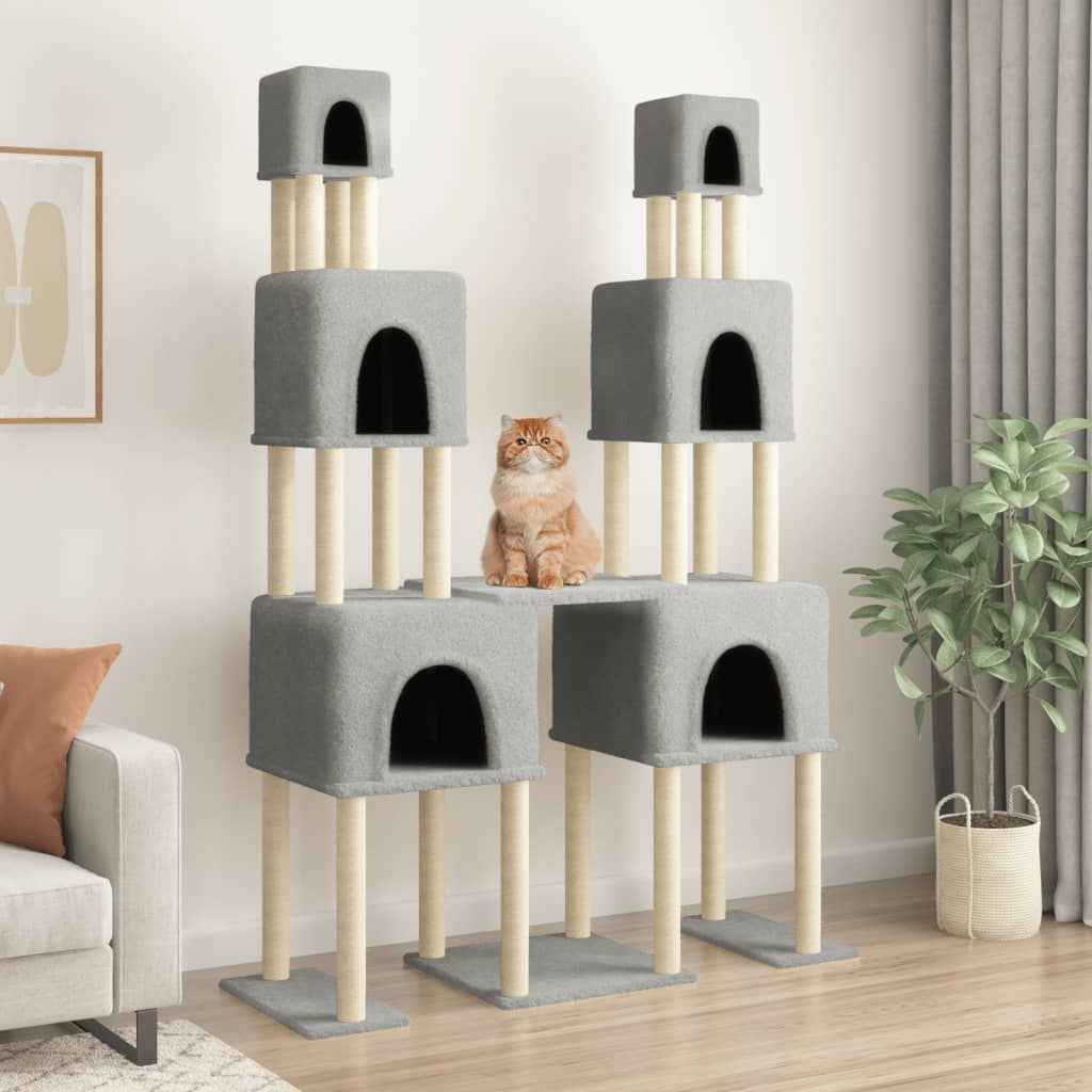 vidaXL Árvore para gatos c/ postes arranhadores sisal 199 cm cor creme
