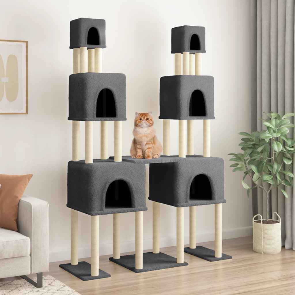 vidaXL Árvore para gatos c/ postes arranhadores sisal 199 cm cor creme