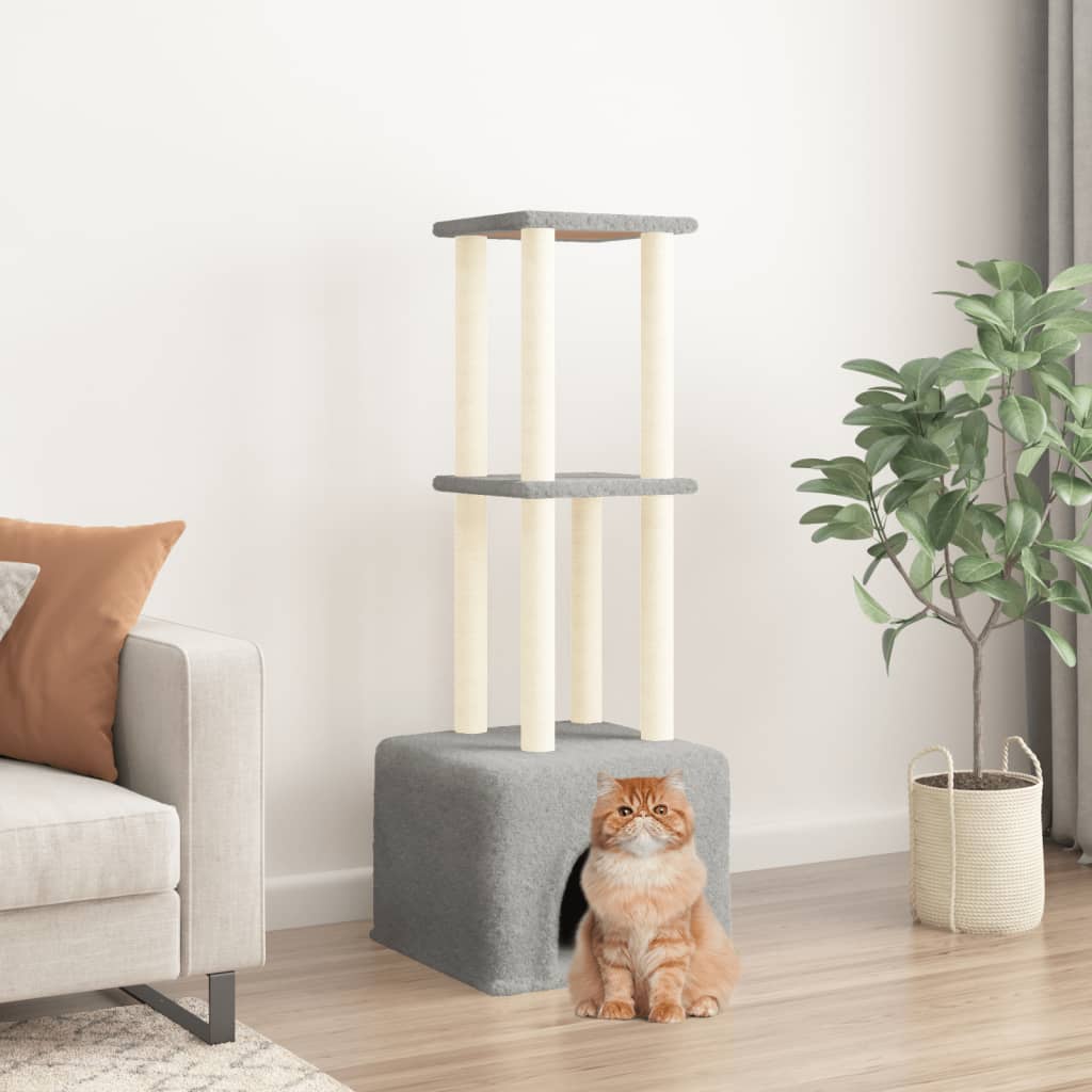 vidaXL Árvore gatos c/ postes arranhadores sisal 133,5 cm cinza-escuro