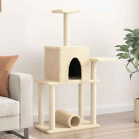 vidaXL Árvore para gatos c/ postes arranhadores sisal 122 cm cor creme