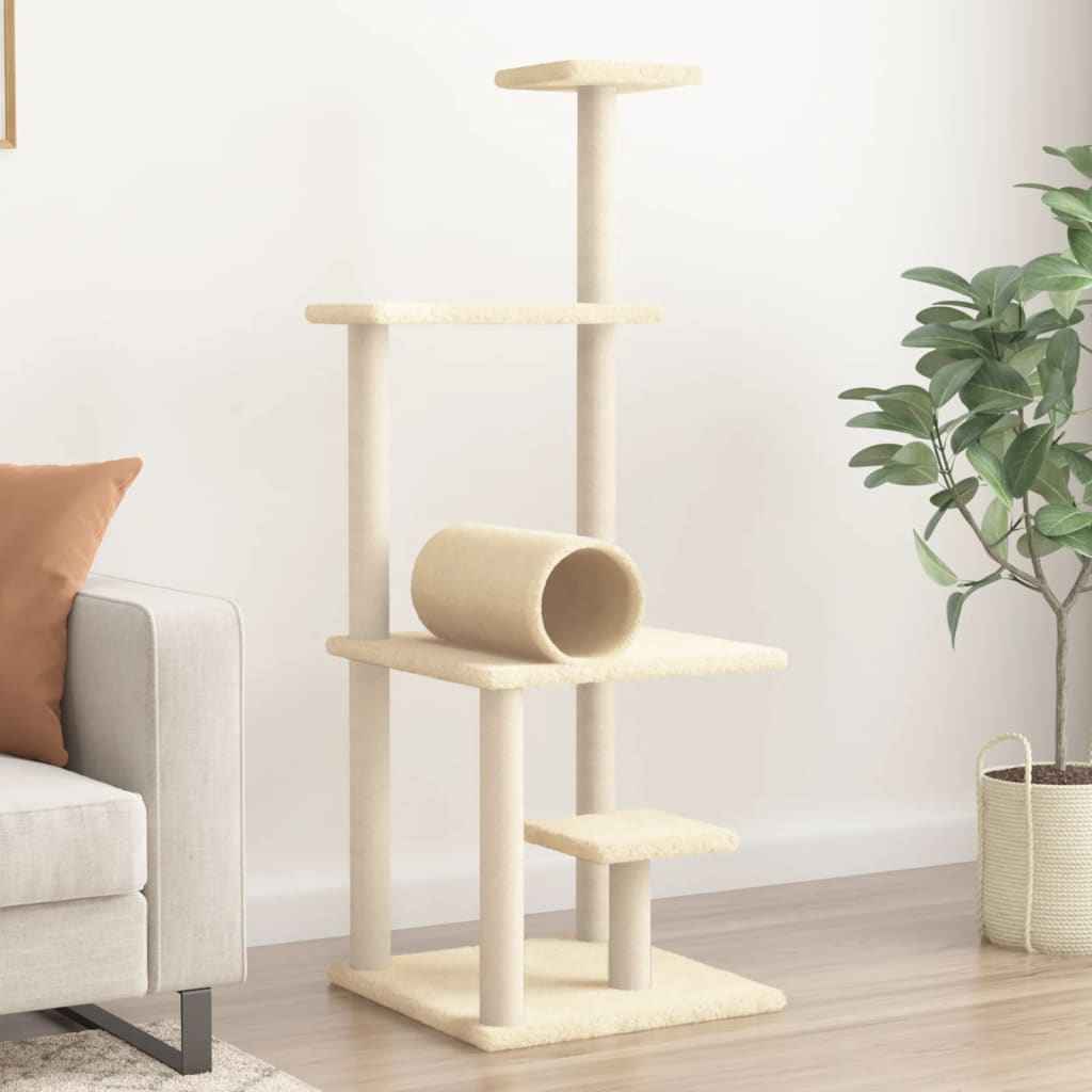 vidaXL Árvore p/ gatos c/ postes arranhadores sisal 136cm cinza-escuro