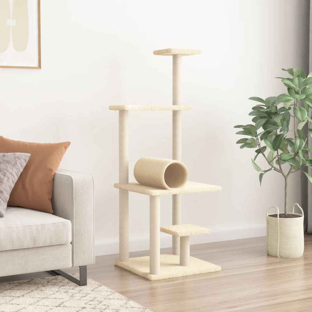 vidaXL Árvore p/ gatos c/ postes arranhadores sisal 136cm cinza-escuro