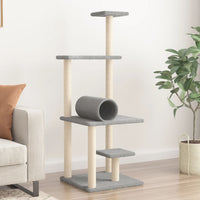 vidaXL Árvore p/ gatos c/ postes arranhadores sisal 136cm cinza-escuro