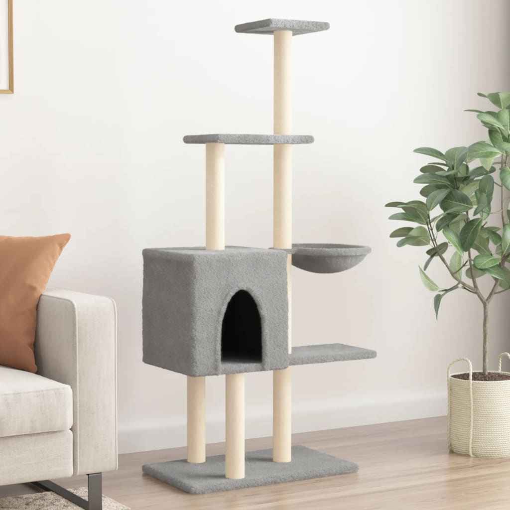 vidaXL Árvore para gatos c/ postes arranhadores sisal 145 cm cor creme