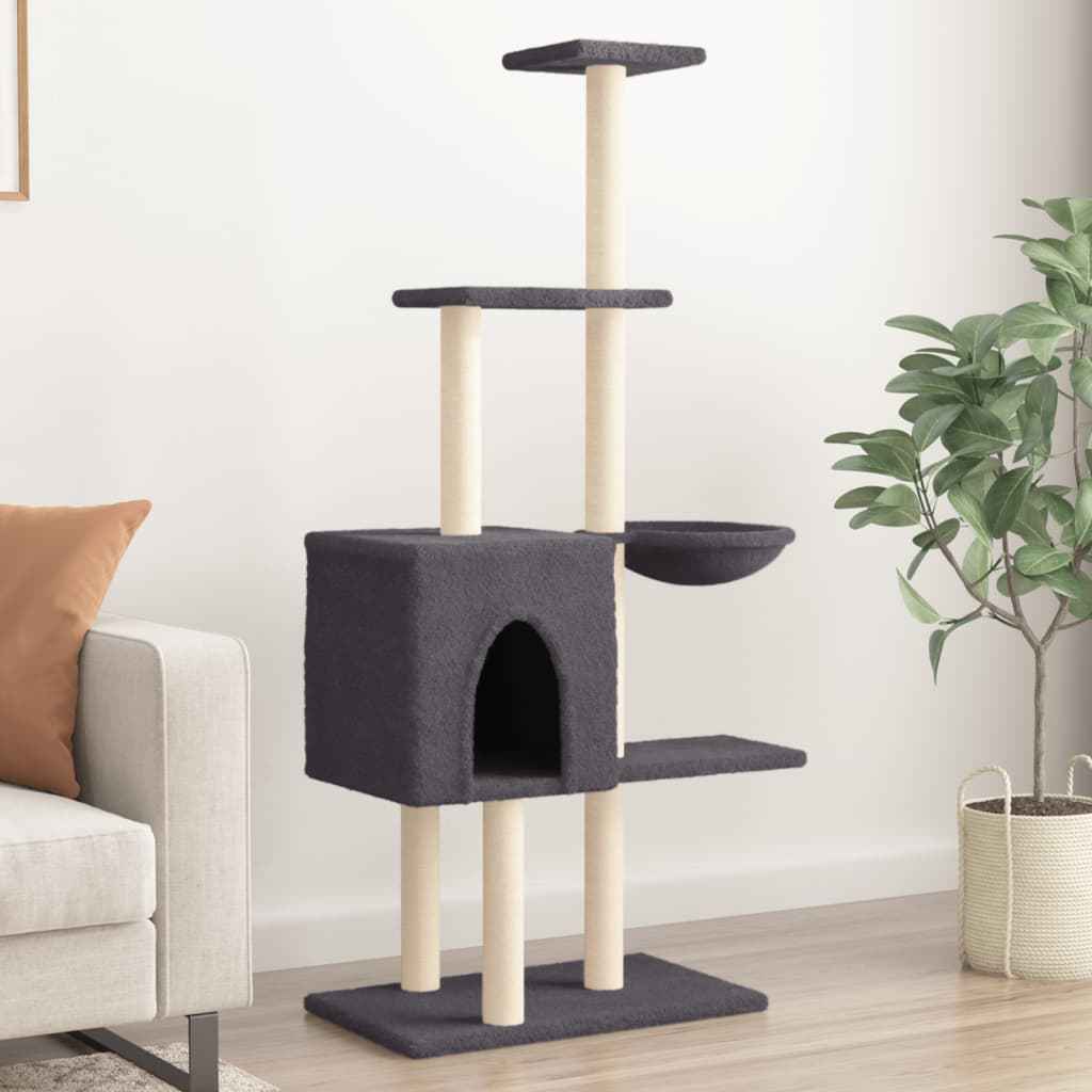 vidaXL Árvore para gatos c/ postes arranhadores sisal 145 cm cor creme