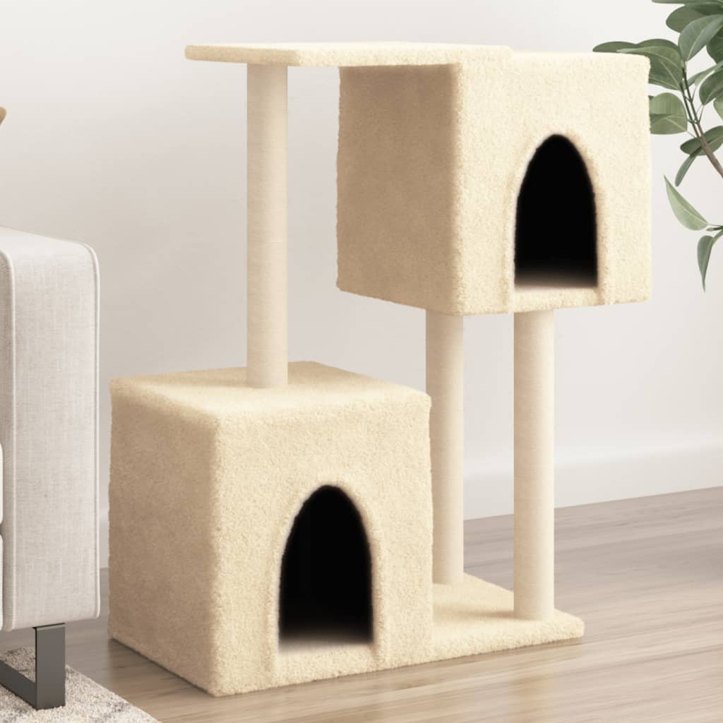 vidaXL Árvore para gatos c/ postes arranhadores sisal 86 cm cor creme