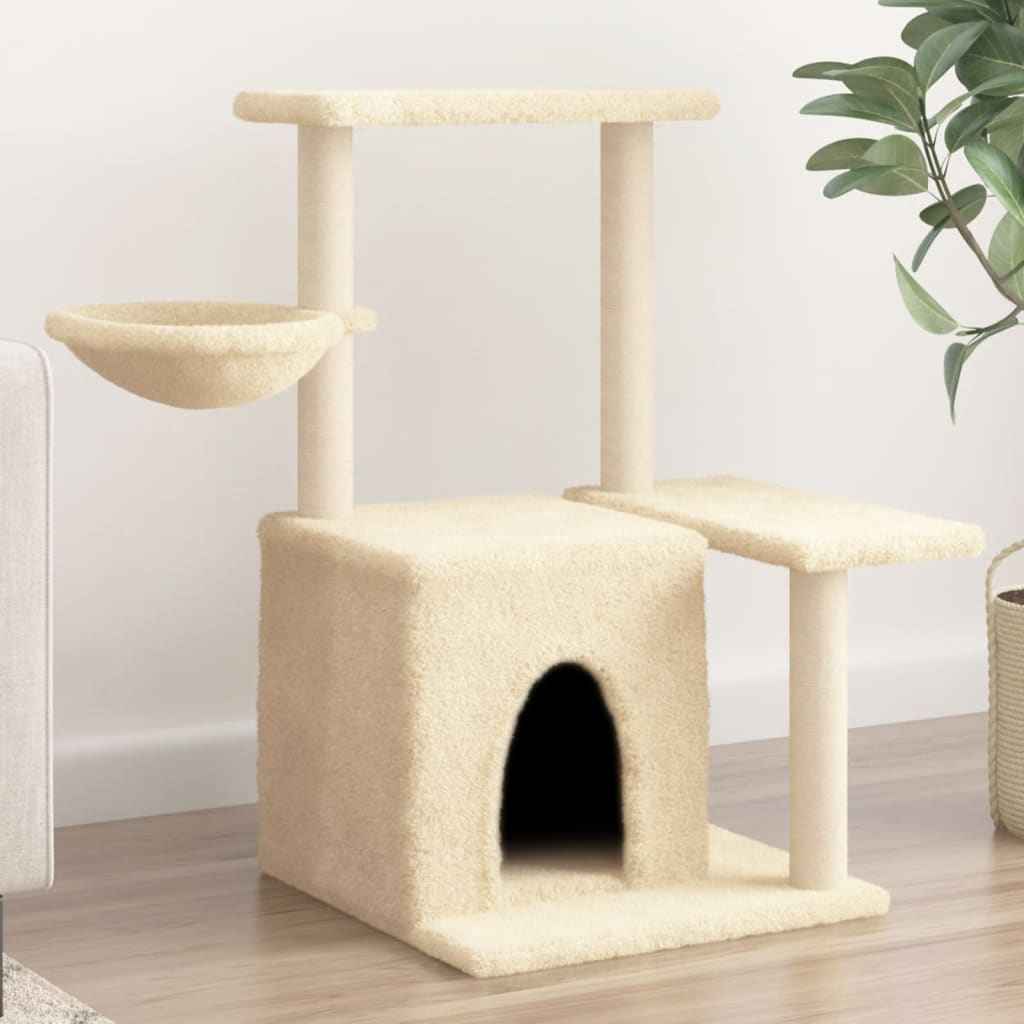vidaXL Árvore para gatos c/ postes arranhadores sisal 83 cm cor creme