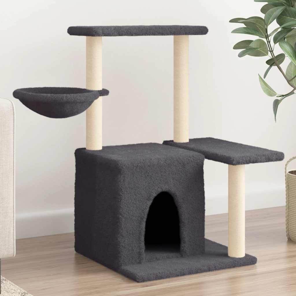 vidaXL Árvore p/ gatos c/ postes arranhadores sisal 83 cm cinza-claro