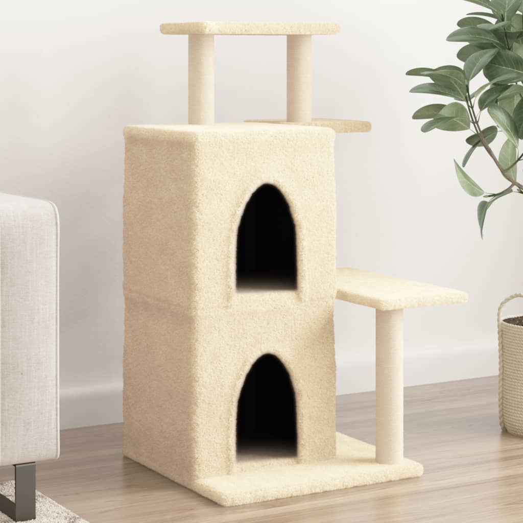 vidaXL Árvore p/ gatos c/ postes arranhadores sisal 97 cm cor creme