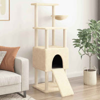 vidaXL Árvore para gatos c/ postes arranhadores sisal 153 cm cor creme