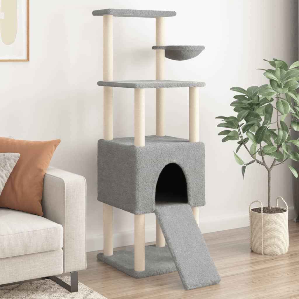 vidaXL Árvore para gatos c/ postes arranhadores sisal 153 cm cor creme