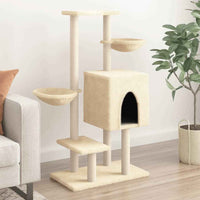 vidaXL Árvore para gatos c/ postes arranhadores sisal 117 cm cor creme