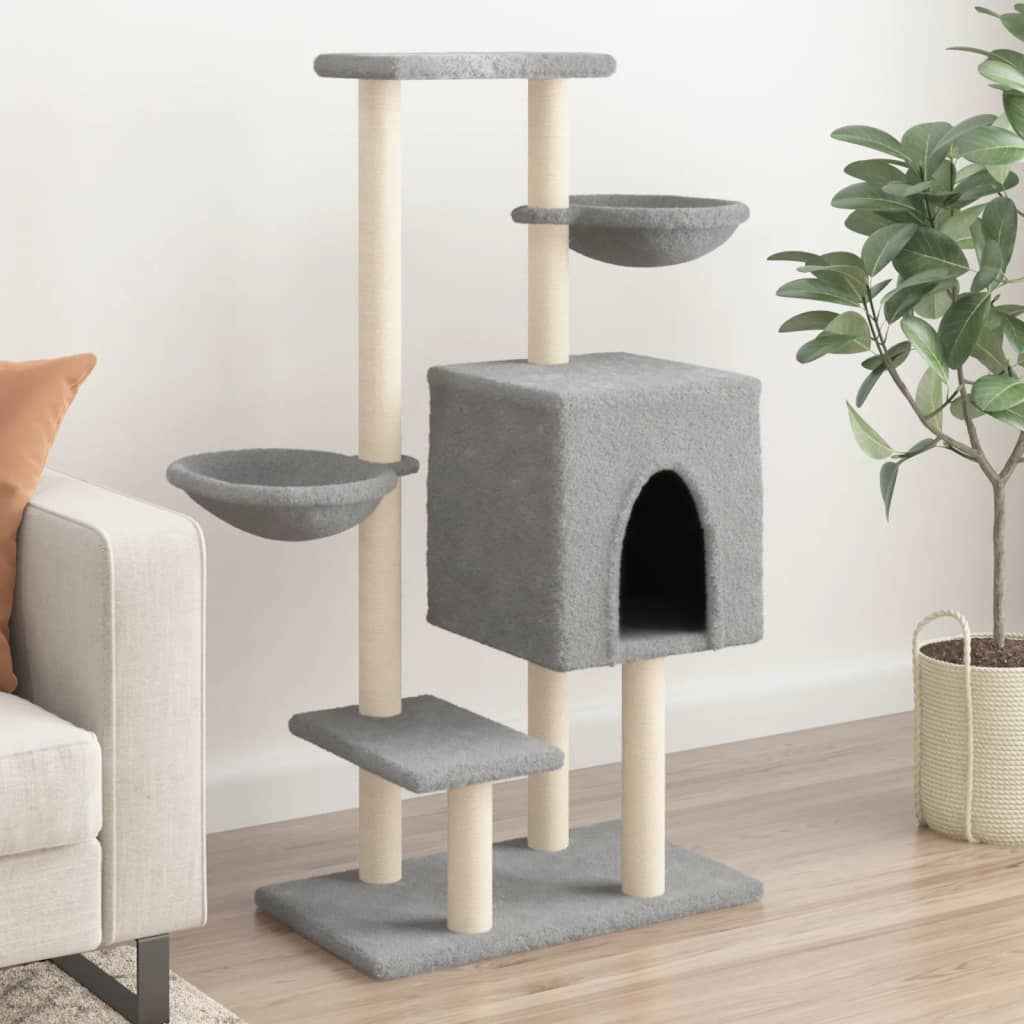vidaXL Árvore para gatos c/ postes arranhadores sisal 117 cm cor creme