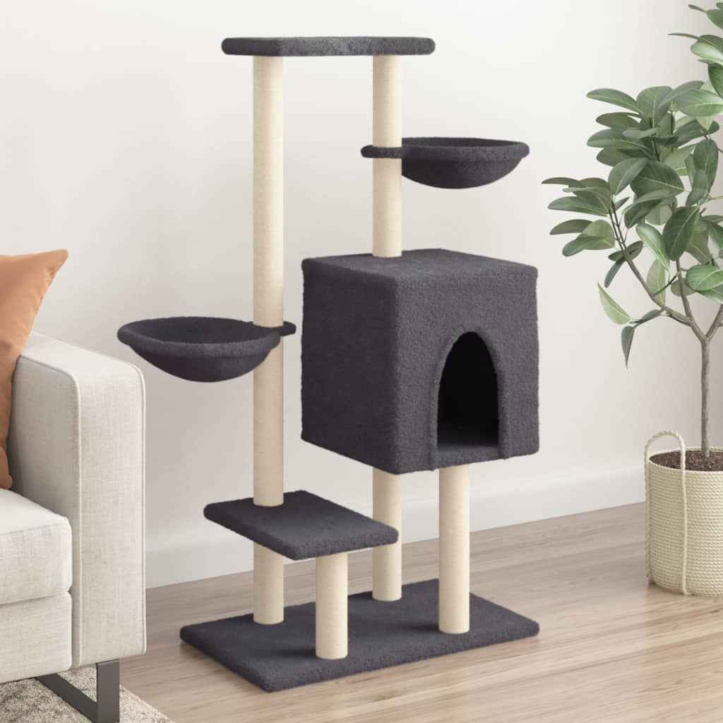 vidaXL Árvore para gatos c/ postes arranhadores sisal 117 cm cor creme