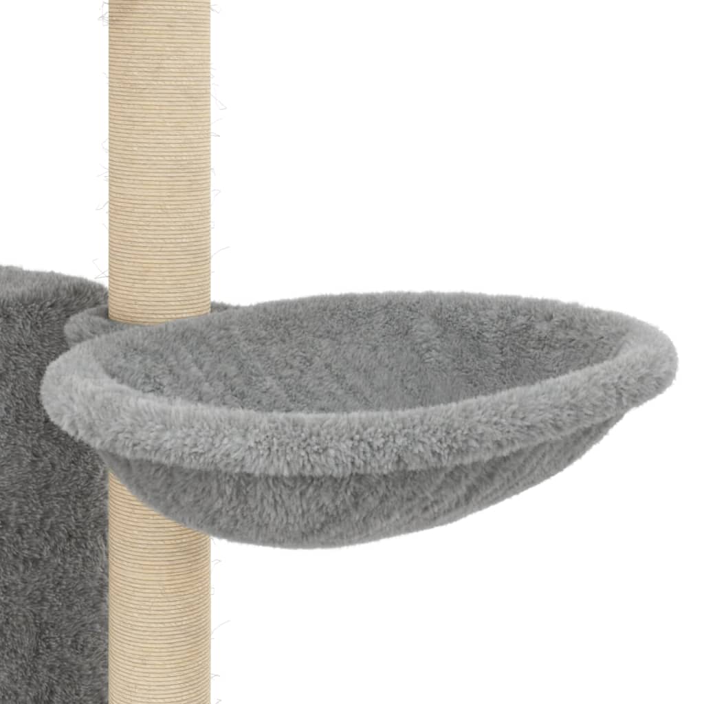 vidaXL Árvore p/ gatos c/ postes arranhadores sisal 131 cm cinza-claro
