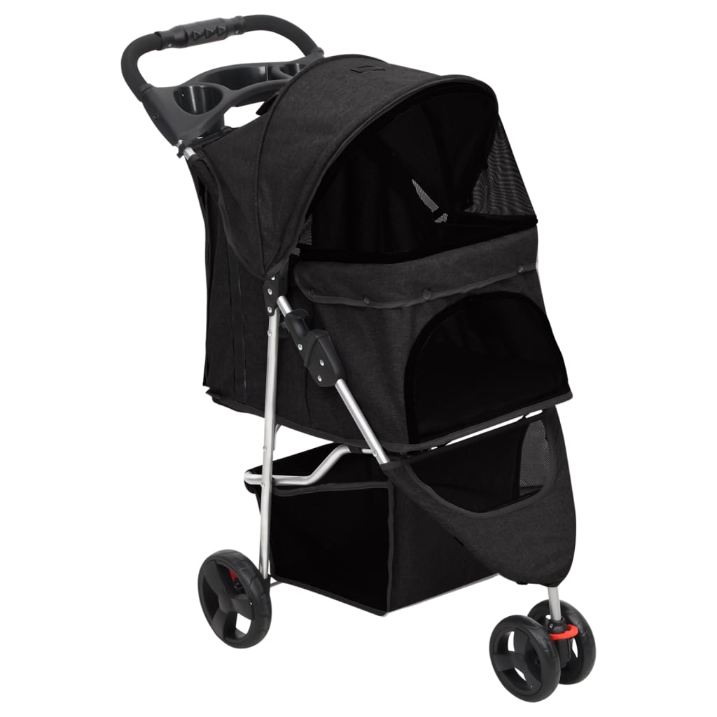 vidaXL Carrinho dobrável para cães 80x46x98 cm tecido oxford preto
