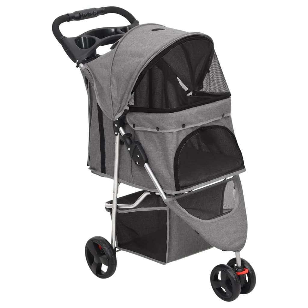 vidaXL Carrinho dobrável para cães 80x46x98 cm tecido oxford preto