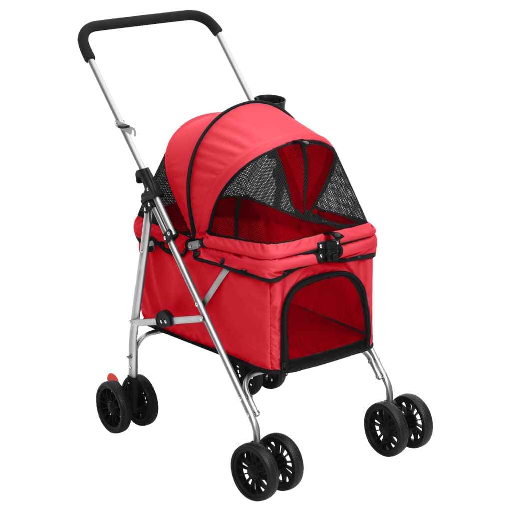 vidaXL Carrinho dobrável para cães 76x50x100 cm tecido oxford vermelho