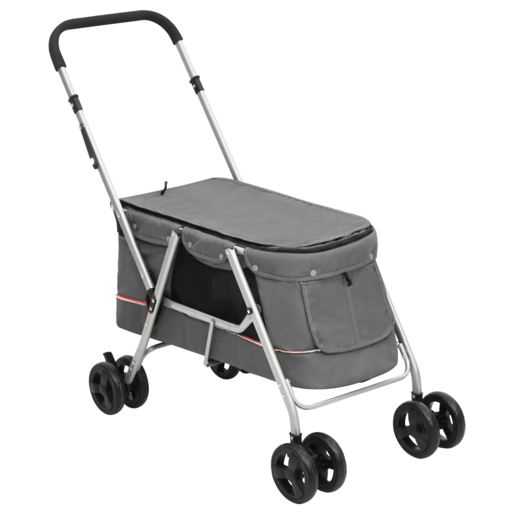 vidaXL Carrinho dobrável para cães 100x49x96 cm tecido linho preto