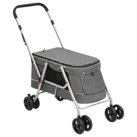 vidaXL Carrinho dobrável para cães 100x49x96 cm tecido linho preto