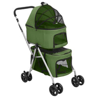 vidaXL Carrinho dobrável cães 2 níveis 83x48x97 cm tecido oxford cinza