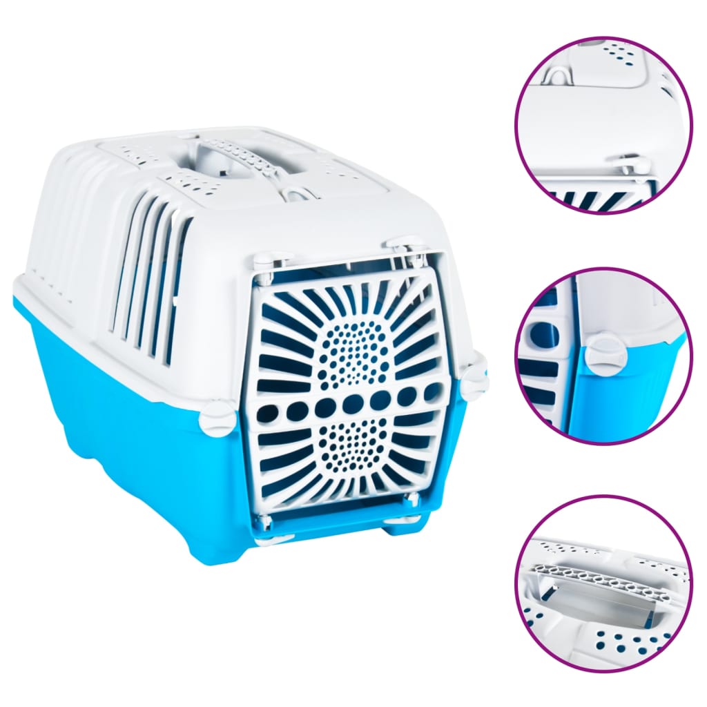 vidaXL Transportadora 48x31,5x33 cm polipropileno branco e azul