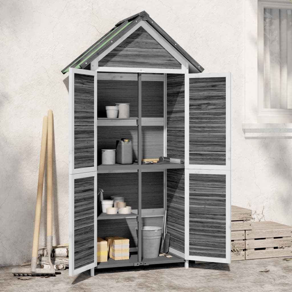 vidaXL Abrigo p/ ferramentas jardim 89x52,5x175 pinho maciço castanho