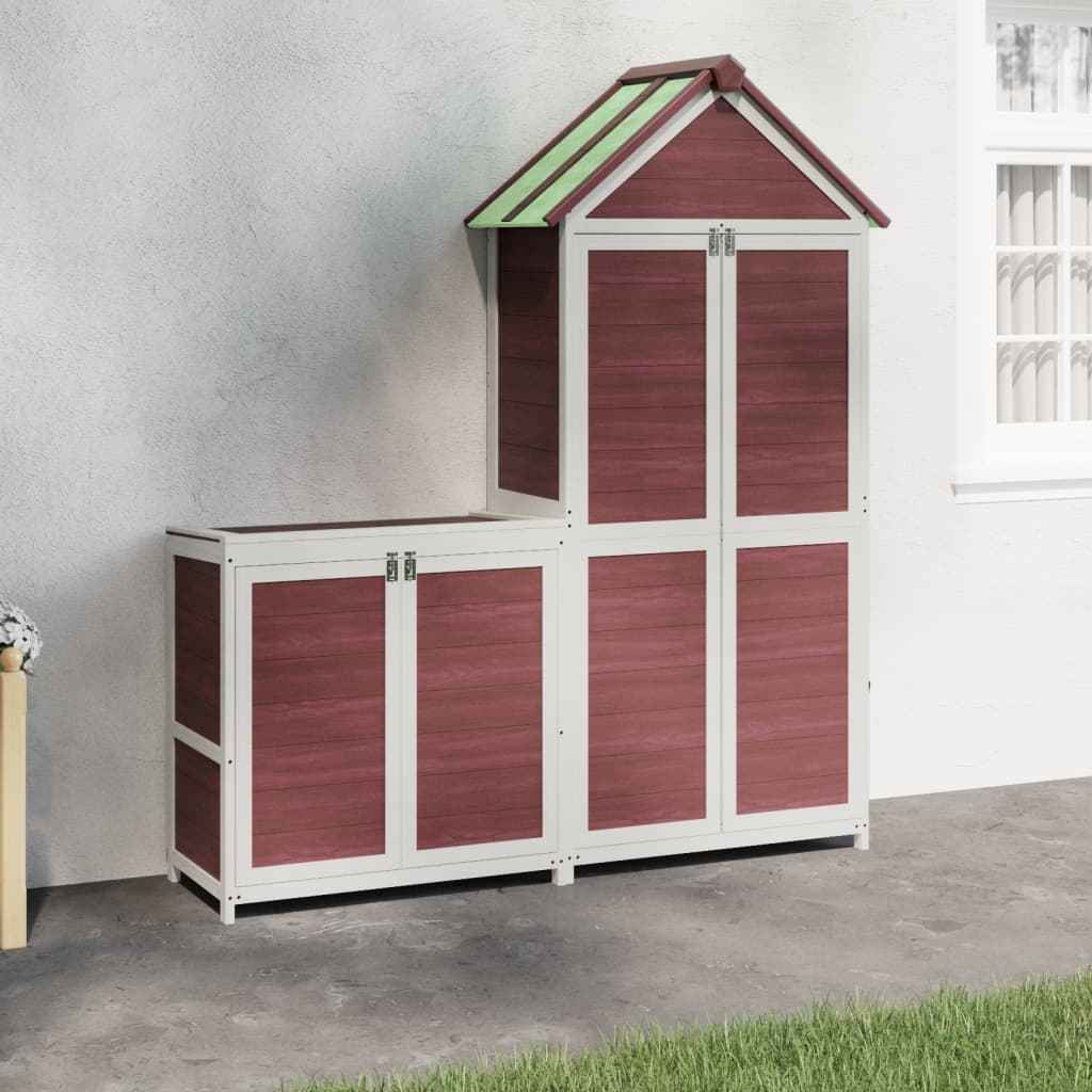 vidaXL 2 pcs conj. abrigos p/ ferramentas jardim pinho maciço castanho