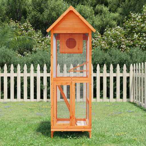 VidaXL Gaiola para pássaros 60x58,5x160 cm pinho maciço castanho