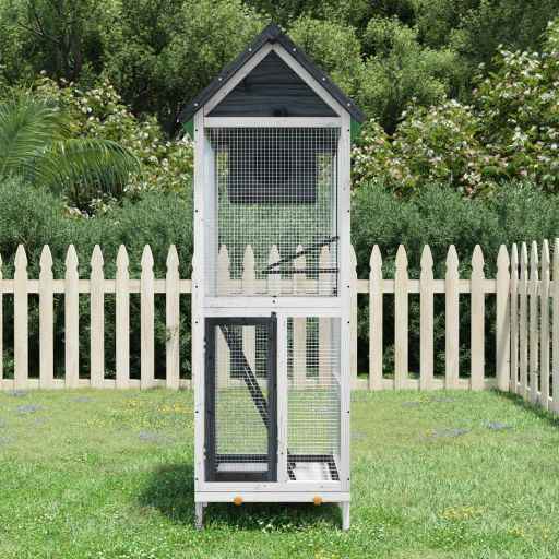 VidaXL Gaiola para pássaros 60x58,5x160 cm pinho maciço castanho