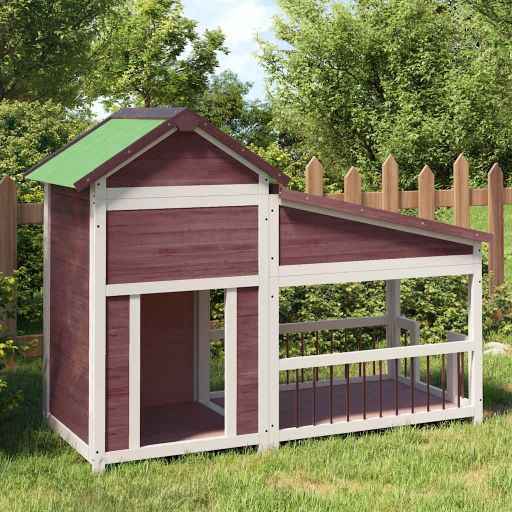 vidaXL Casota para cães 143x60,5x109 cm pinho maciço castanho