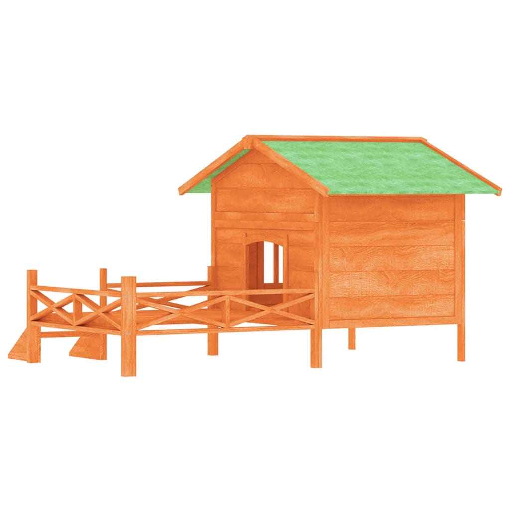vidaXL Casota para cães 159x120x88,5 cm pinho maciço castanho