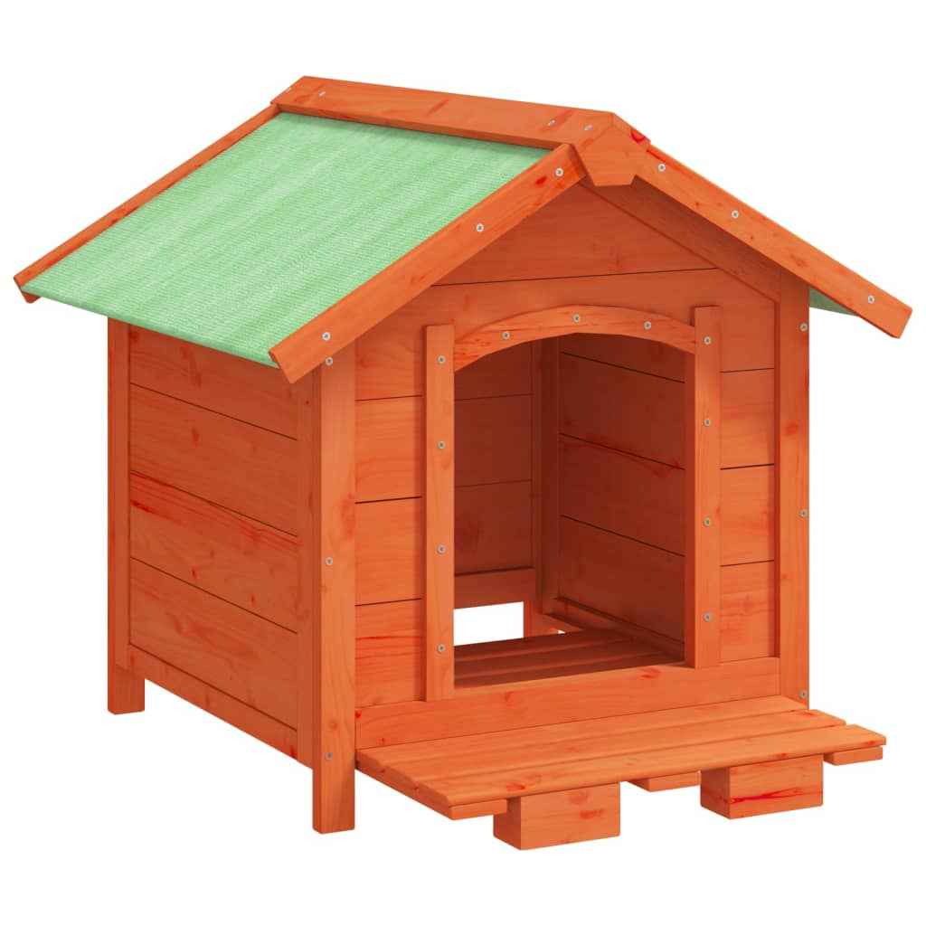 vidaXL Casota para cães 65x65x61,5 cm pinho maciço castanho