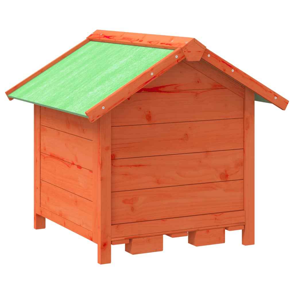 vidaXL Casota para cães 65x65x61,5 cm pinho maciço castanho
