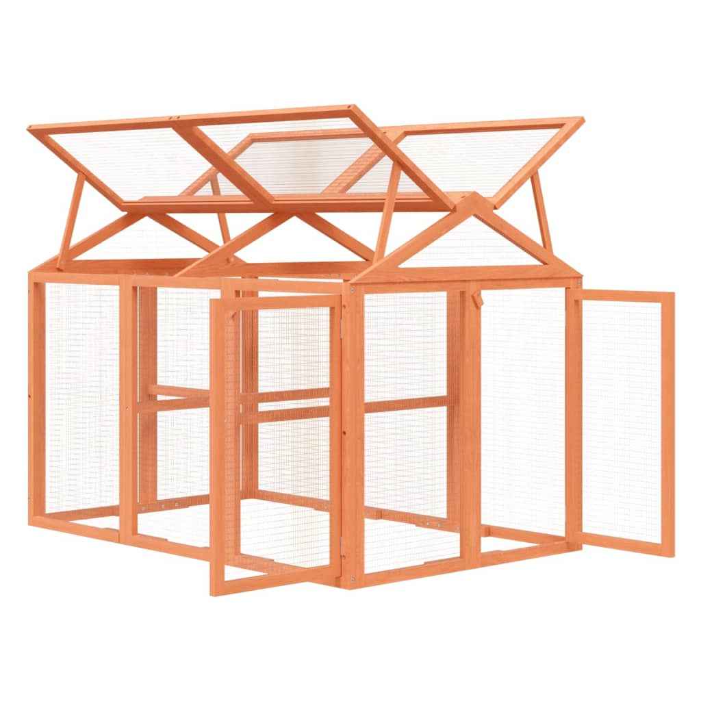 vidaXL Caixa exercício p/ animais 141x94x104 cm pinho maciço castanho