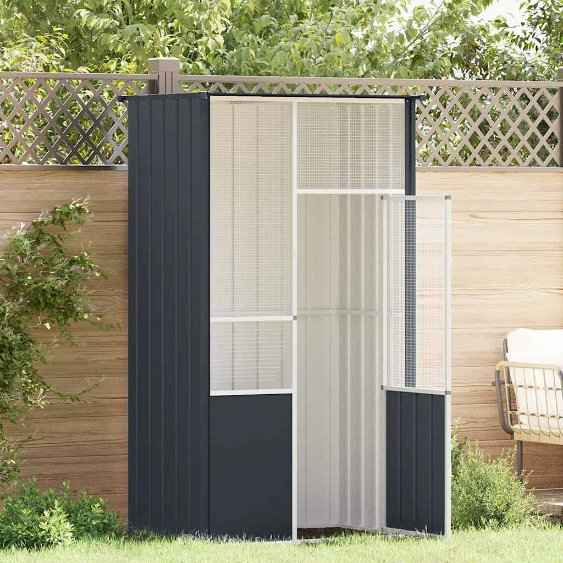 vidaXL Gaiola p/ pássaros 115x78x200 cm aço galvanizado antracite