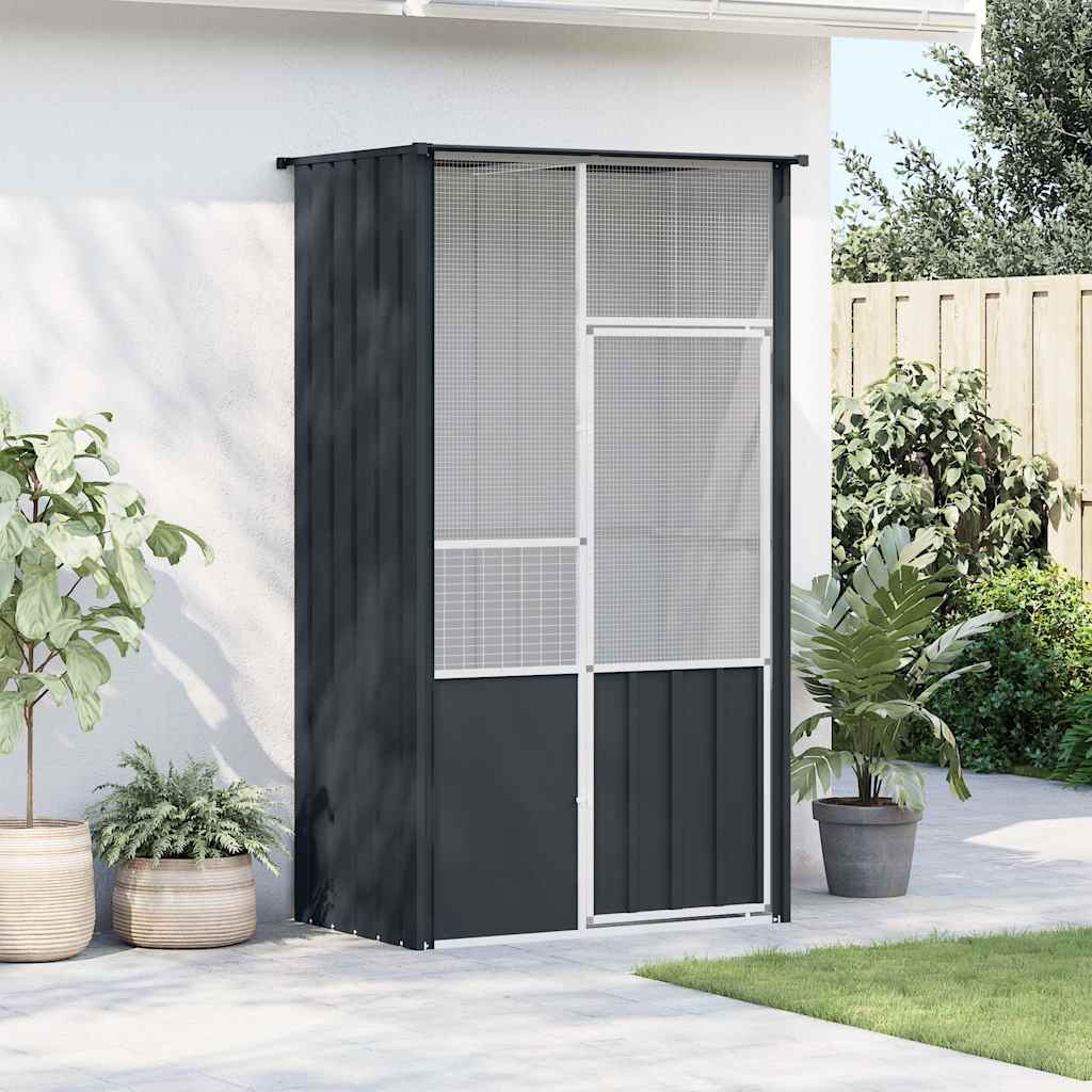 vidaXL Gaiola p/ pássaros 115x78x200 cm aço galvanizado antracite