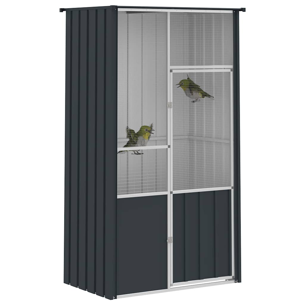vidaXL Gaiola p/ pássaros 115x78x200 cm aço galvanizado antracite
