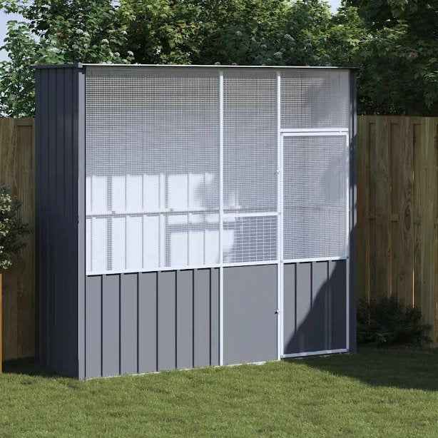 vidaXL Gaiola p/ pássaros 115x78x200 cm aço galvanizado antracite