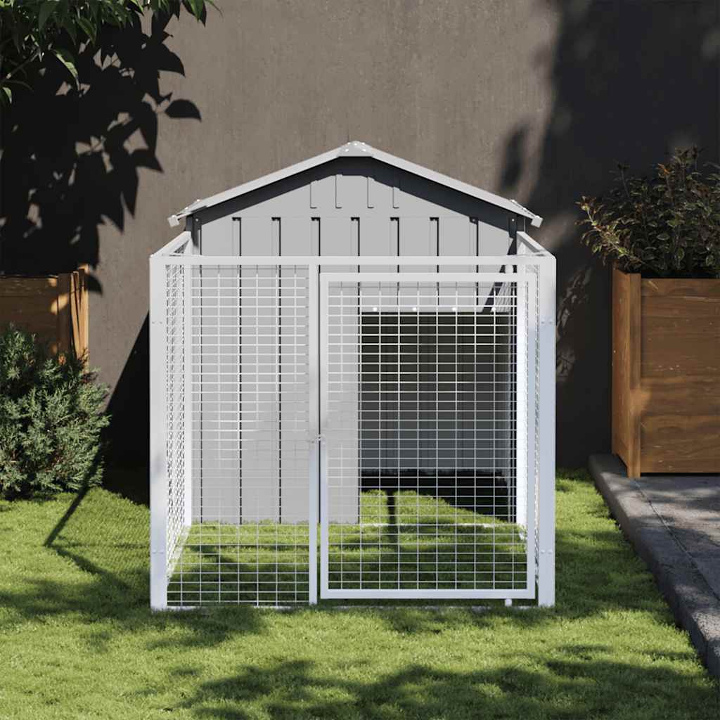 vidaXL Casota para cães com parque aço galvanizado antracite