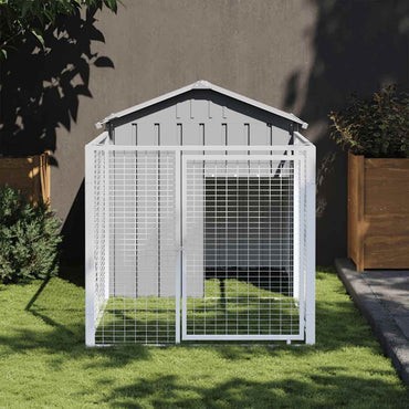 vidaXL Casota para cães com parque aço galvanizado antracite