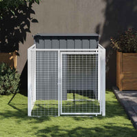 vidaXL Casota para cães com parque aço galvanizado antracite