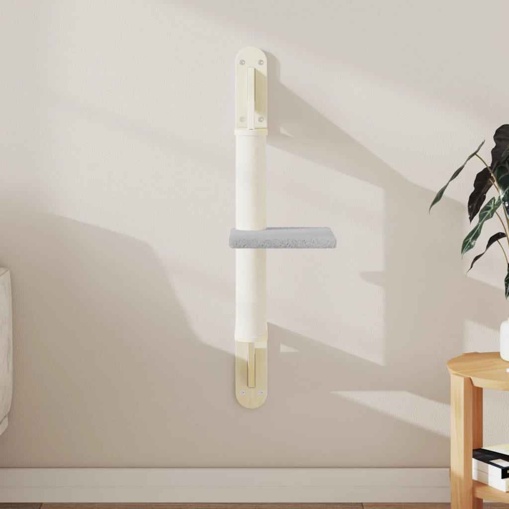 vidaXL Árvore parede p/ gatos c/ poste arranhador 85,5 cm cinza-claro