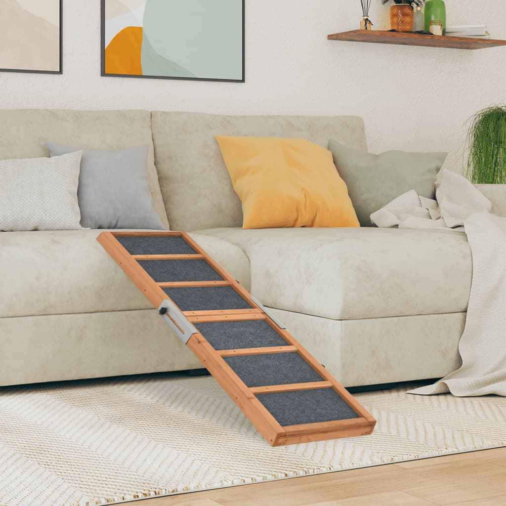 vidaXL Rampa para cães 100x40 cm madeira de abeto maciça cinzento